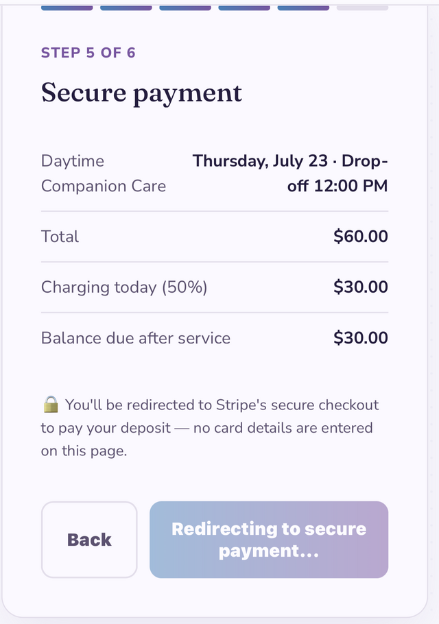 Secure Stripe payment step